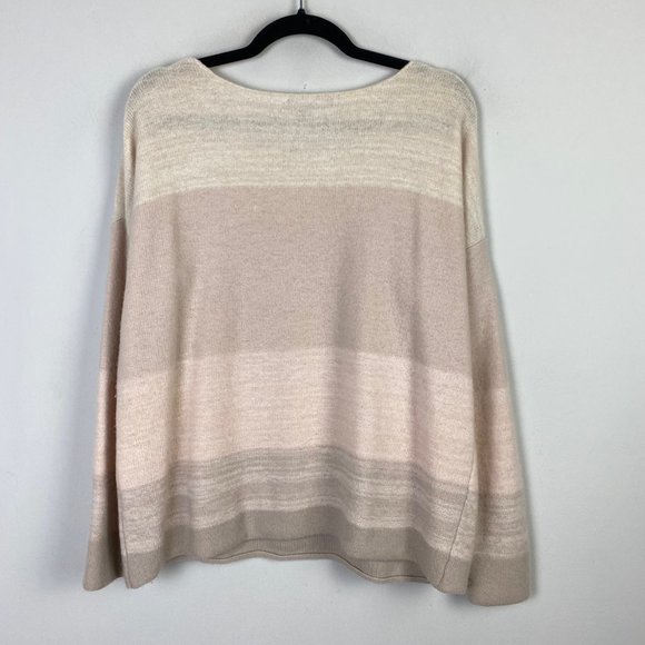 Vince 100% Cashmere Sweater Beige Stripe Oversized Womens Large - Picture 6 of 10